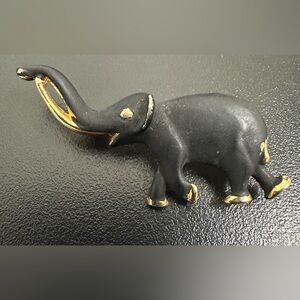 Vintage Black Enamel Elephant Brooch